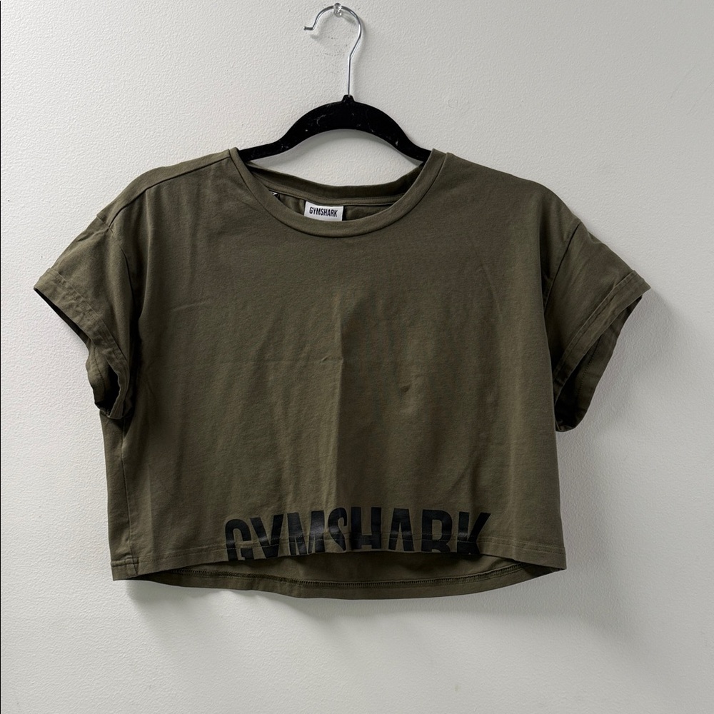 Gymshark Khaki Green Tee with Black Logo
